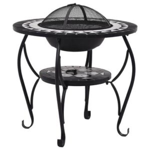 vidaXL Vuurtafel moza√É¬Øek 68 cm keramiek zwart en wit