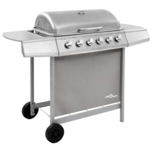 vidaXL Gasbarbecue met 6 branders zilverkleurig
